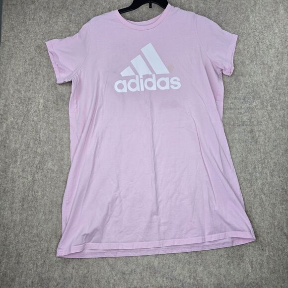 Adidas Womens 2X Pink Logo T-Shirt Made In Honduras Cotton - Picture 1 of 6